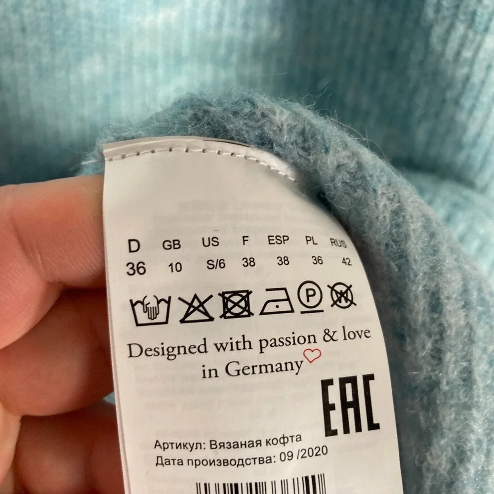 Olsen Sweater‎ Womens Small Blue Henny Regular Fit Cardigan Blue Pockets V-Neck